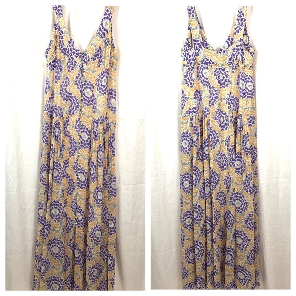 H&M Button Front Floral Sleeveless Maxi Dress Size 4